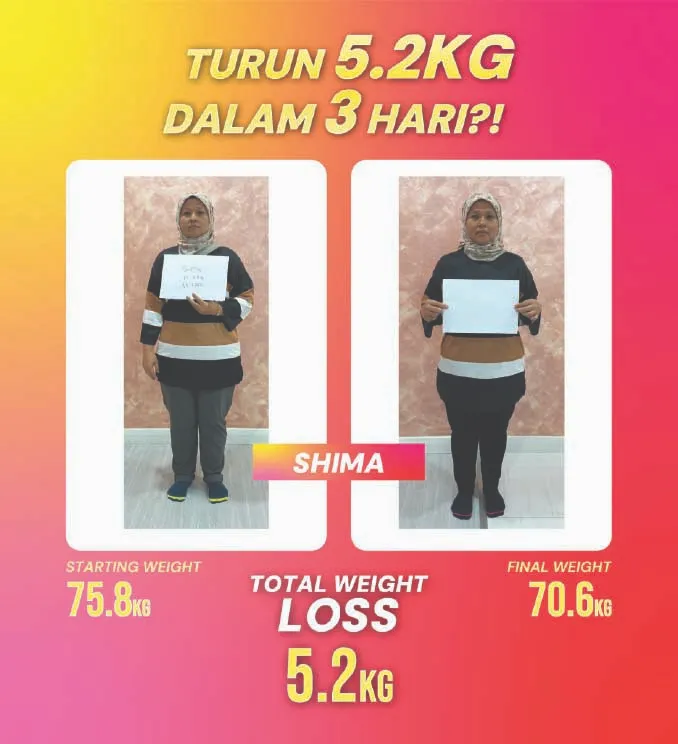 Testimoni Shima, turun 5.2kg